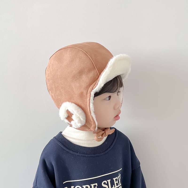 キッズ帽子 もこもこ耳当てパイロット帽
