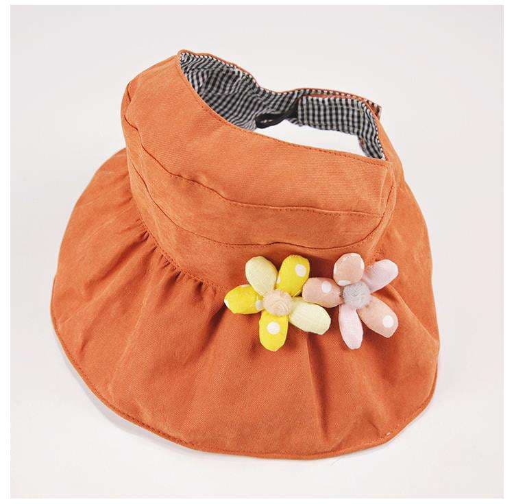 キッズ帽子  お花モチーフ付き子供用バケットハット