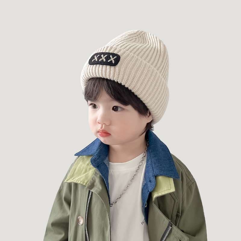 キッズ帽子 キッズ用トリプルクロスタグ付きニット帽