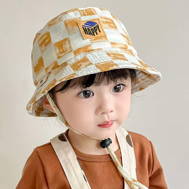 キッズ帽子 幼児用笑顔パッチ付きバケットハット