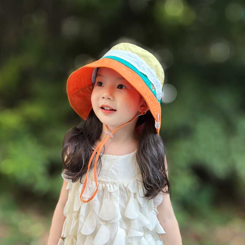 キッズ帽子 子供用日よけあご紐付き夏帽子