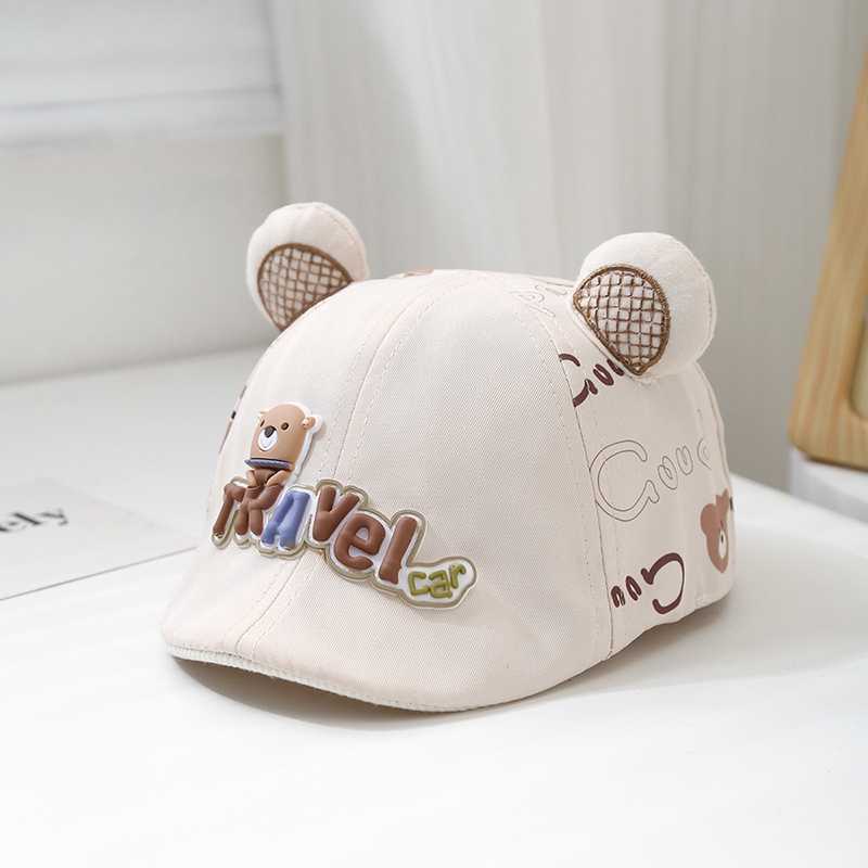 🐻 くまさん耳付き ベビーキャップ（ベビーキャスケット／45-50 cm）