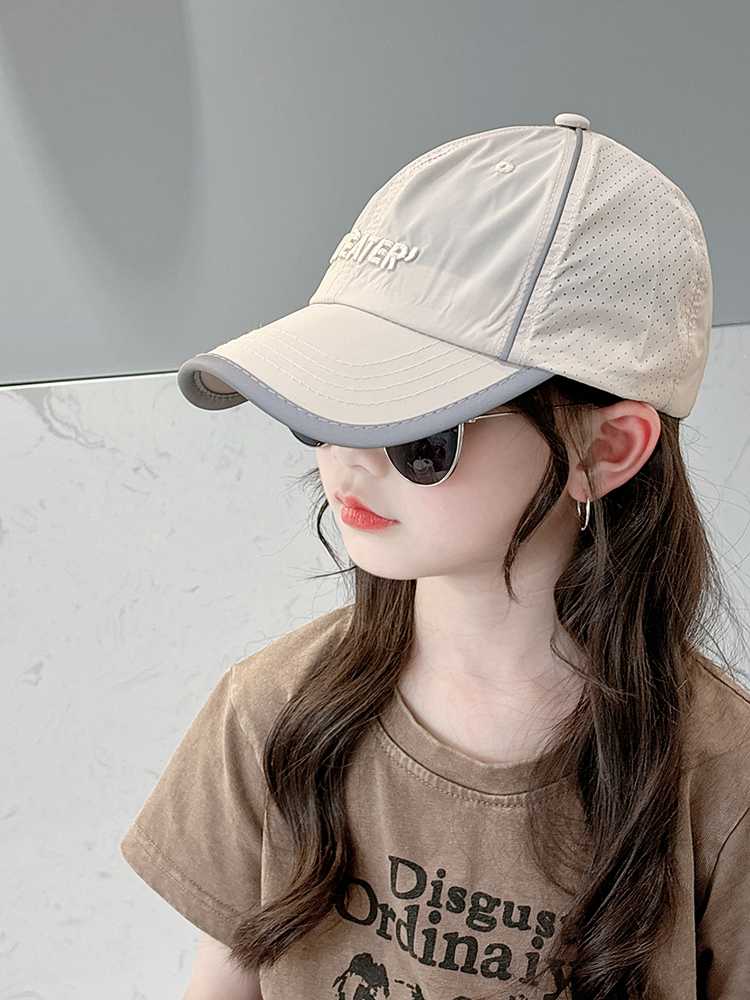 キッズ 帽子 メッシュサイド立体刺繍キッズキャップ｜通気性◎＆スタイリッシュ キッズキャップ