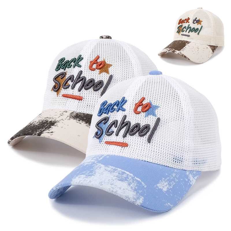 Back to School メッシュ刺繍キッズキャップ｜通気性 × 調整機能付き キャップ
