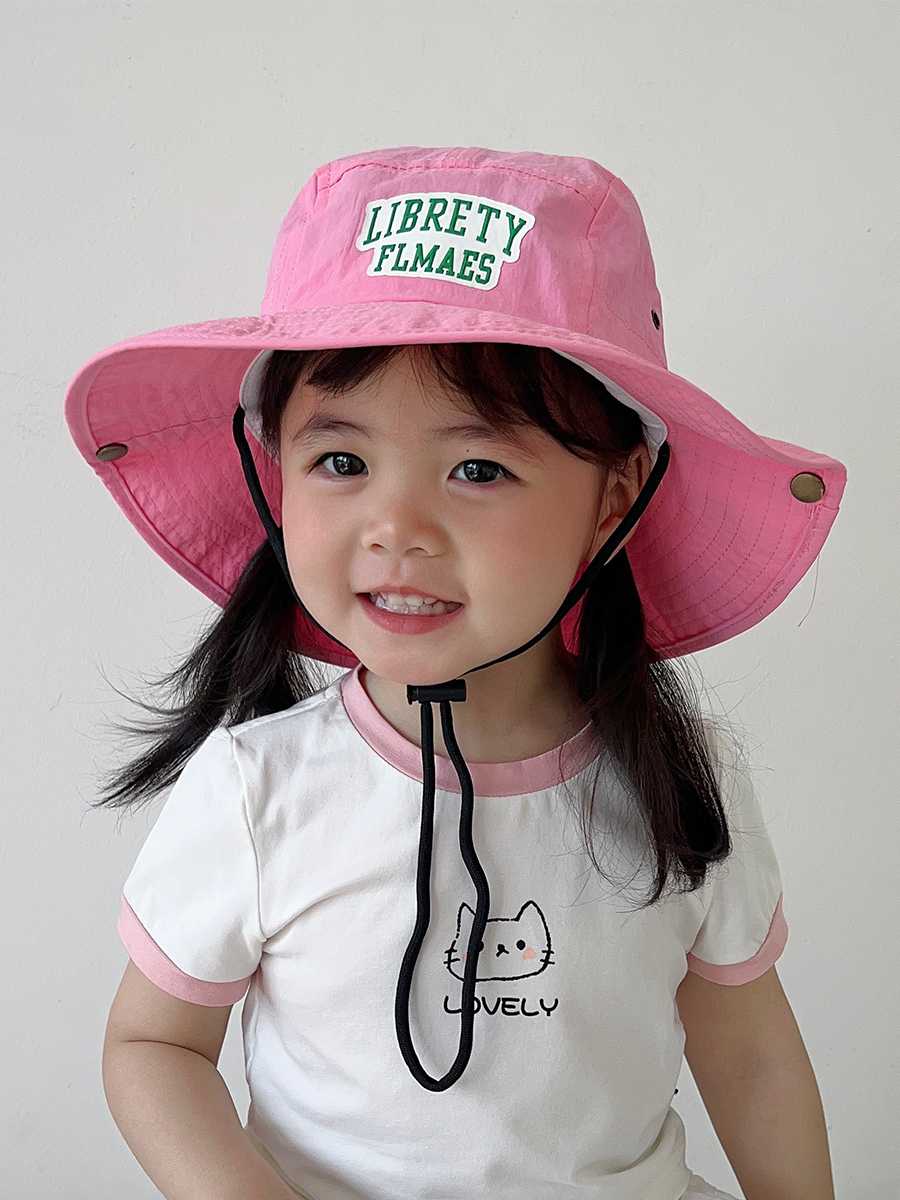 キッズ冒険帽子 ワイドつば＆あごひも付き｜外遊びに最適なメッシュバケットハット