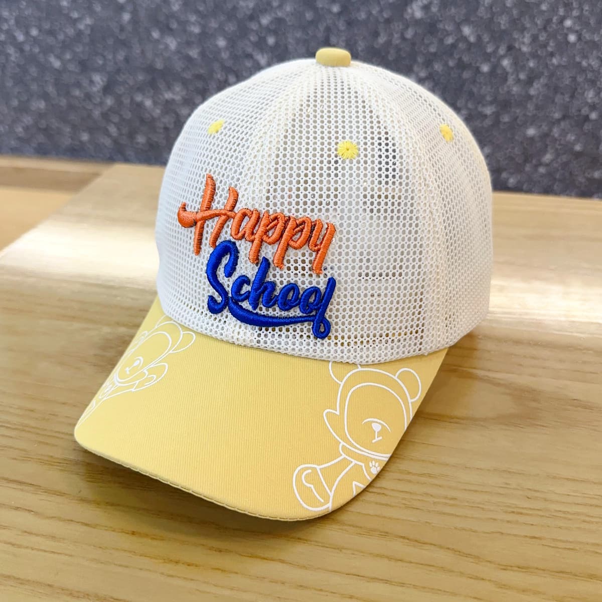 Happy school メッシュキャップ キッズ｜通気性 + 刺繍ロゴ入り 通学・外遊び用 （3-12歳）