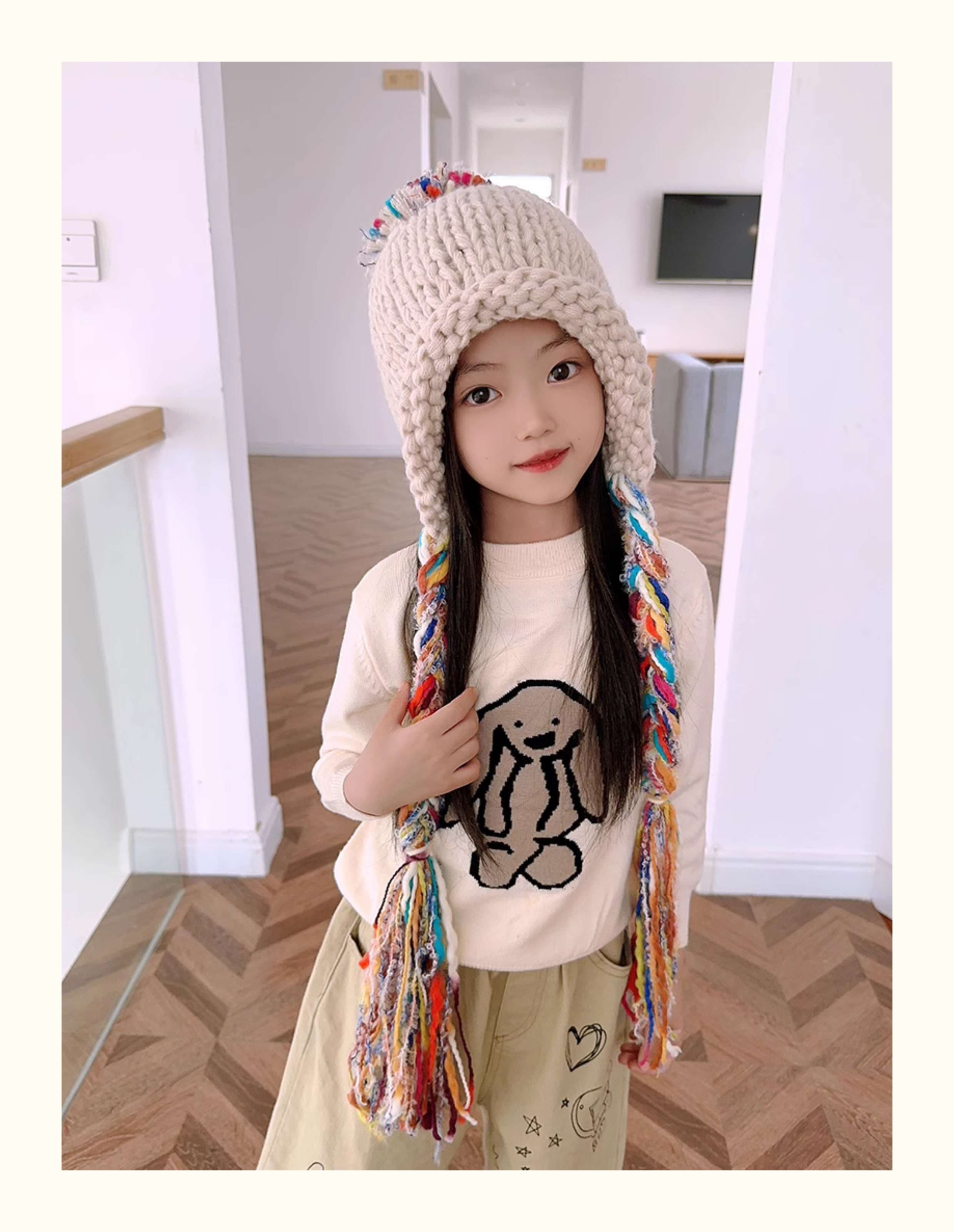 キッズ帽子 子供用 ポンポン付きニット帽