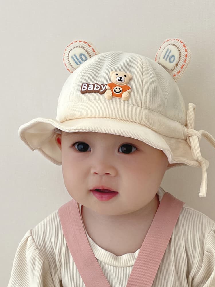 キッズ帽子 ふわふわ耳付きくまさんバケットハット