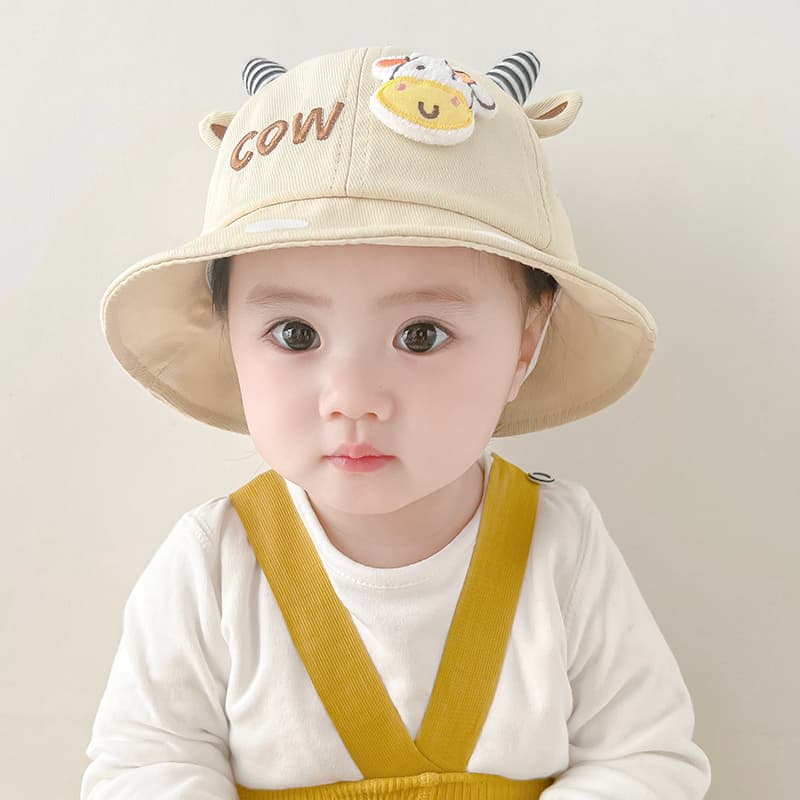 キッズ帽子 うし模様のかわいいベビー用バケットハット