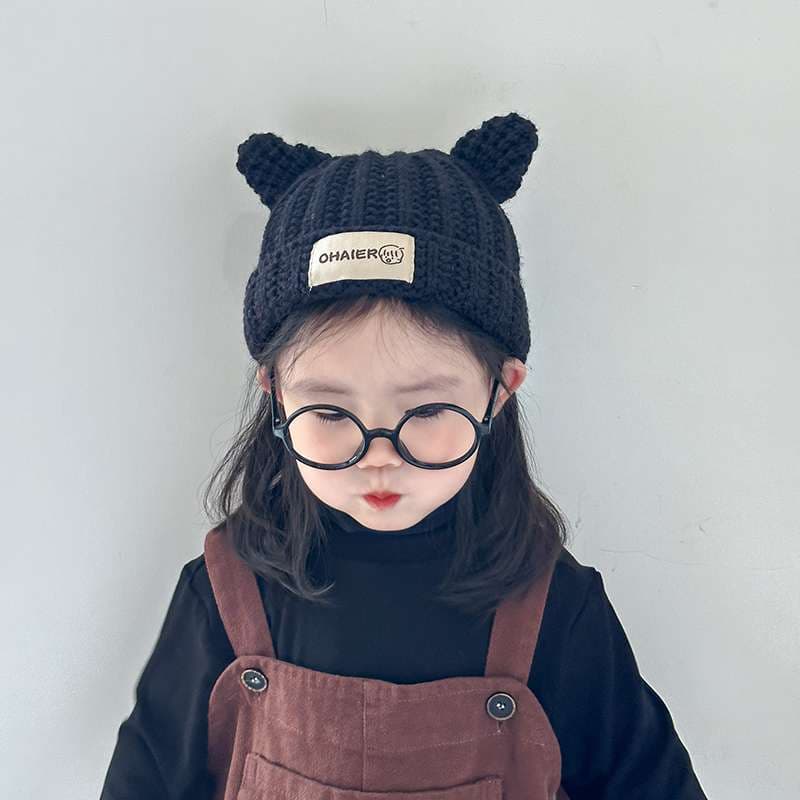 キッズ帽子 子ども用 ネコ耳付きニット帽