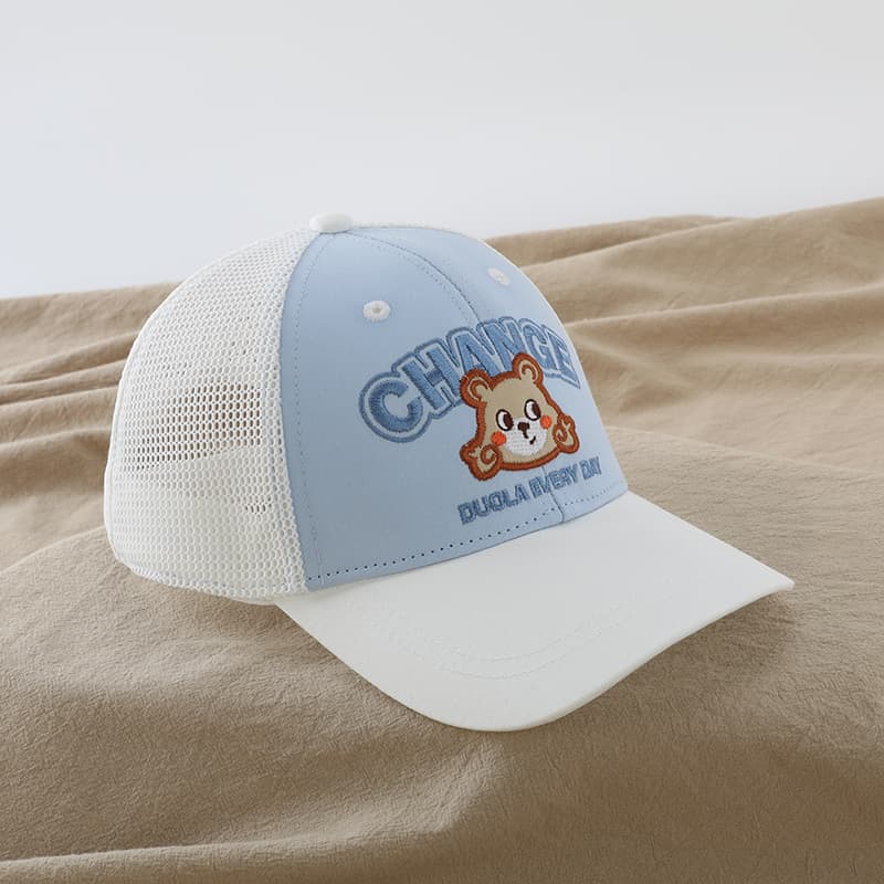キッズ 帽子 メッシュ くまさん刺繍キャップ｜通気性◎ 夏用 日よけ キッズキャップ 