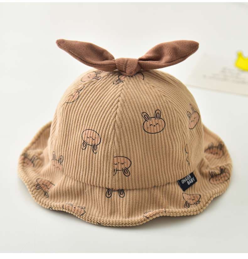 キッズ帽子  うさぎとくまがかわいい♡ベビーバケットハット｜通気性◎コーデュロイ素材【46–48cm】