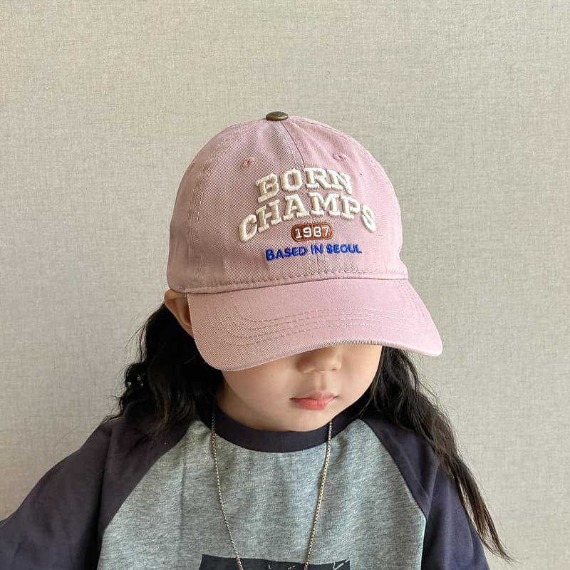 キッズ帽子 レトロ風チャンピオン刺繍キッズキャップ