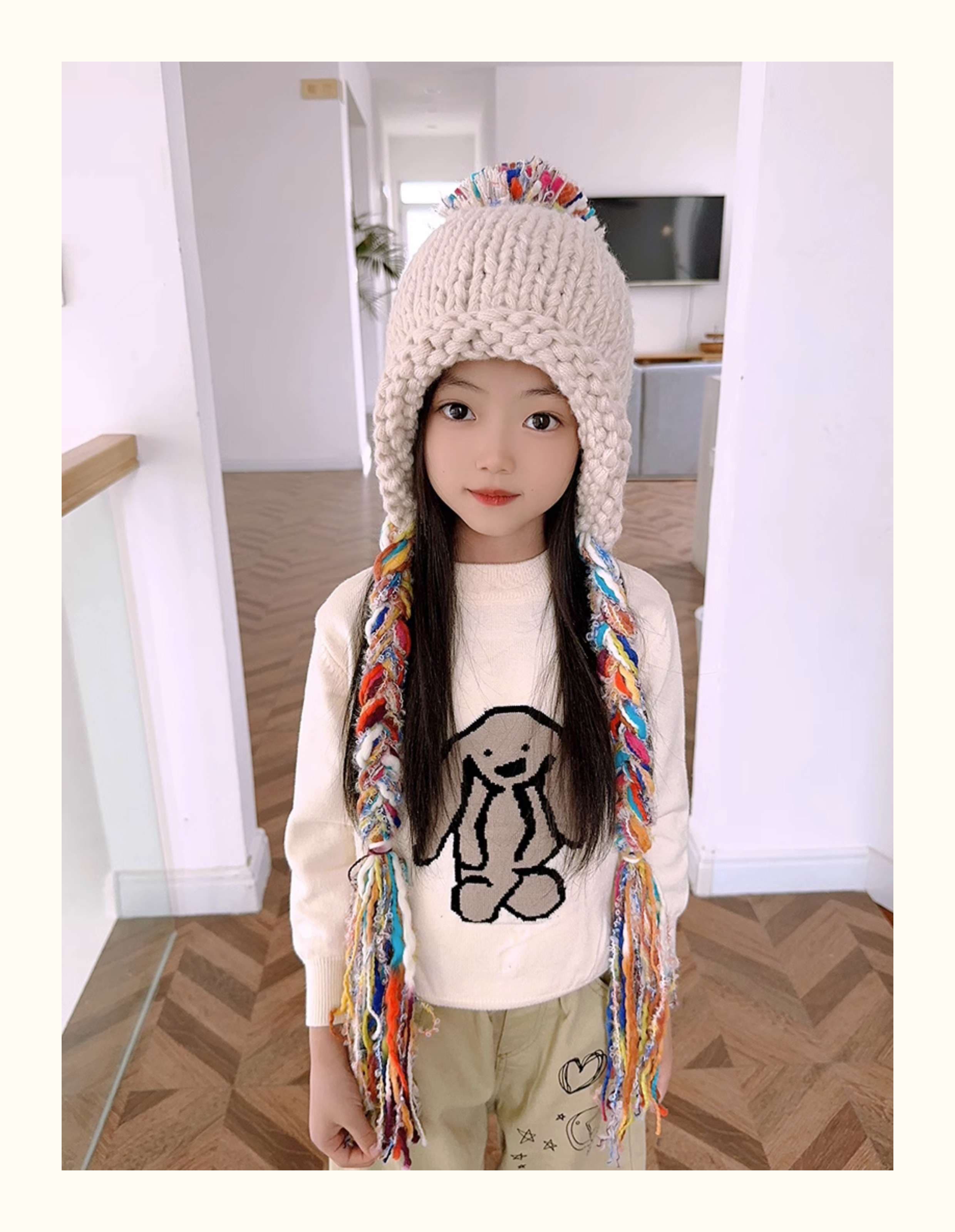 キッズ帽子 子供用 ポンポン付きニット帽