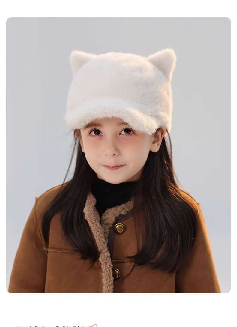 キッズ帽子 ふわもこ猫耳キッズキャップ