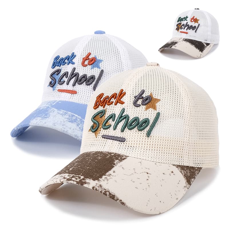 Back to School メッシュ刺繍キッズキャップ｜通気性 × 調整機能付き キャップ