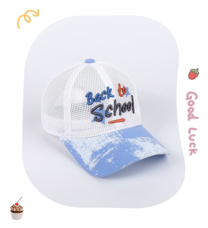Back to School メッシュ刺繍キッズキャップ｜通気性 × 調整機能付き キャップ