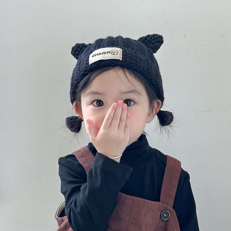 キッズ帽子 子ども用 ネコ耳付きニット帽