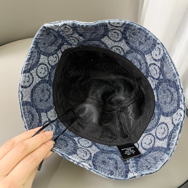 キッズ 帽子 にこにこ模様 バケットハット｜夏のお出かけ・通気仕様・日差し対策用