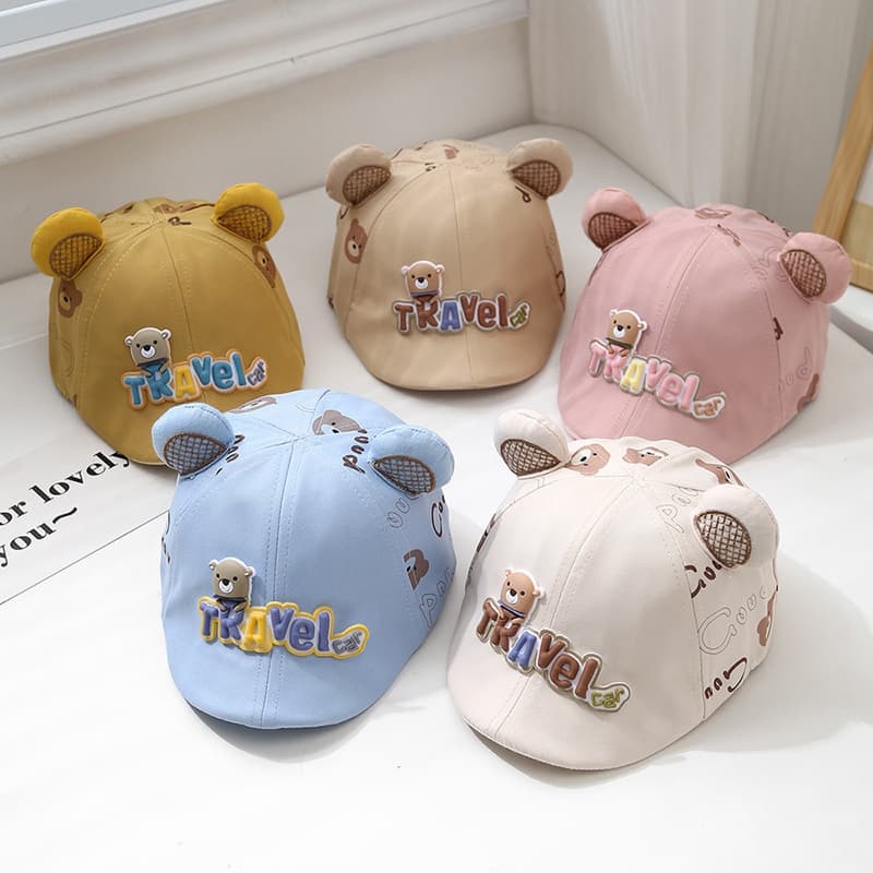 🐻 くまさん耳付き ベビーキャップ（ベビーキャスケット／45-50 cm）