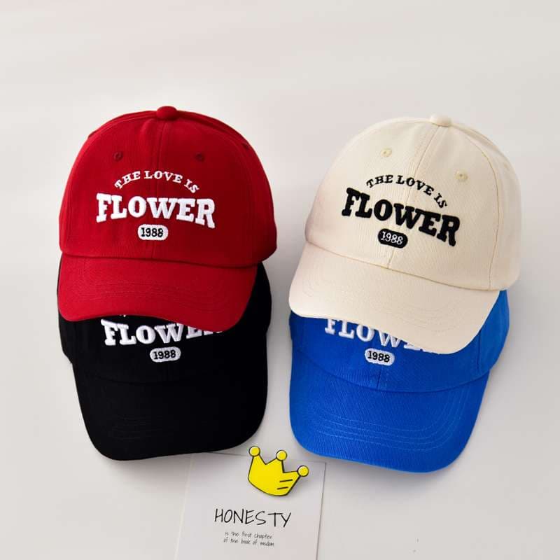 キッズ帽子 「FLOWER」英語入りキッズキャップ