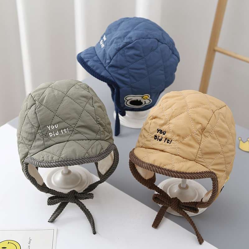 キッズ帽子 キッズ向け防寒キルティング帽子