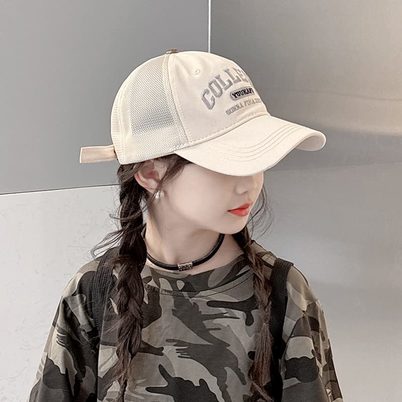 COLLEGE メッシュロゴ キッズキャップ｜通気性抜群×サイズ調整可 多色展開 子ども用