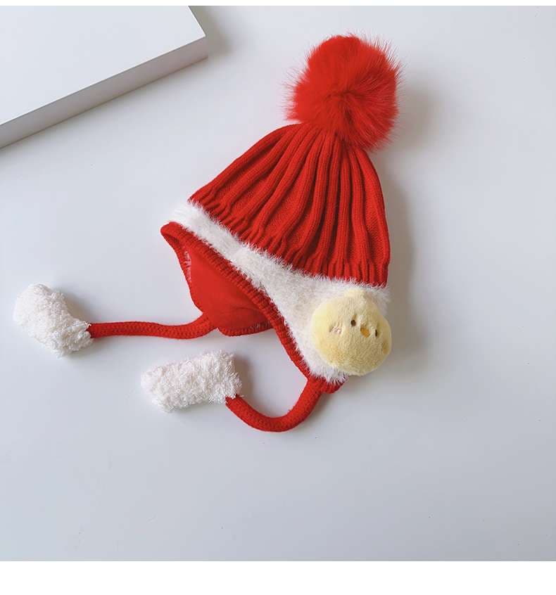 キッズ帽子 もこもこくまさん耳付きニット帽