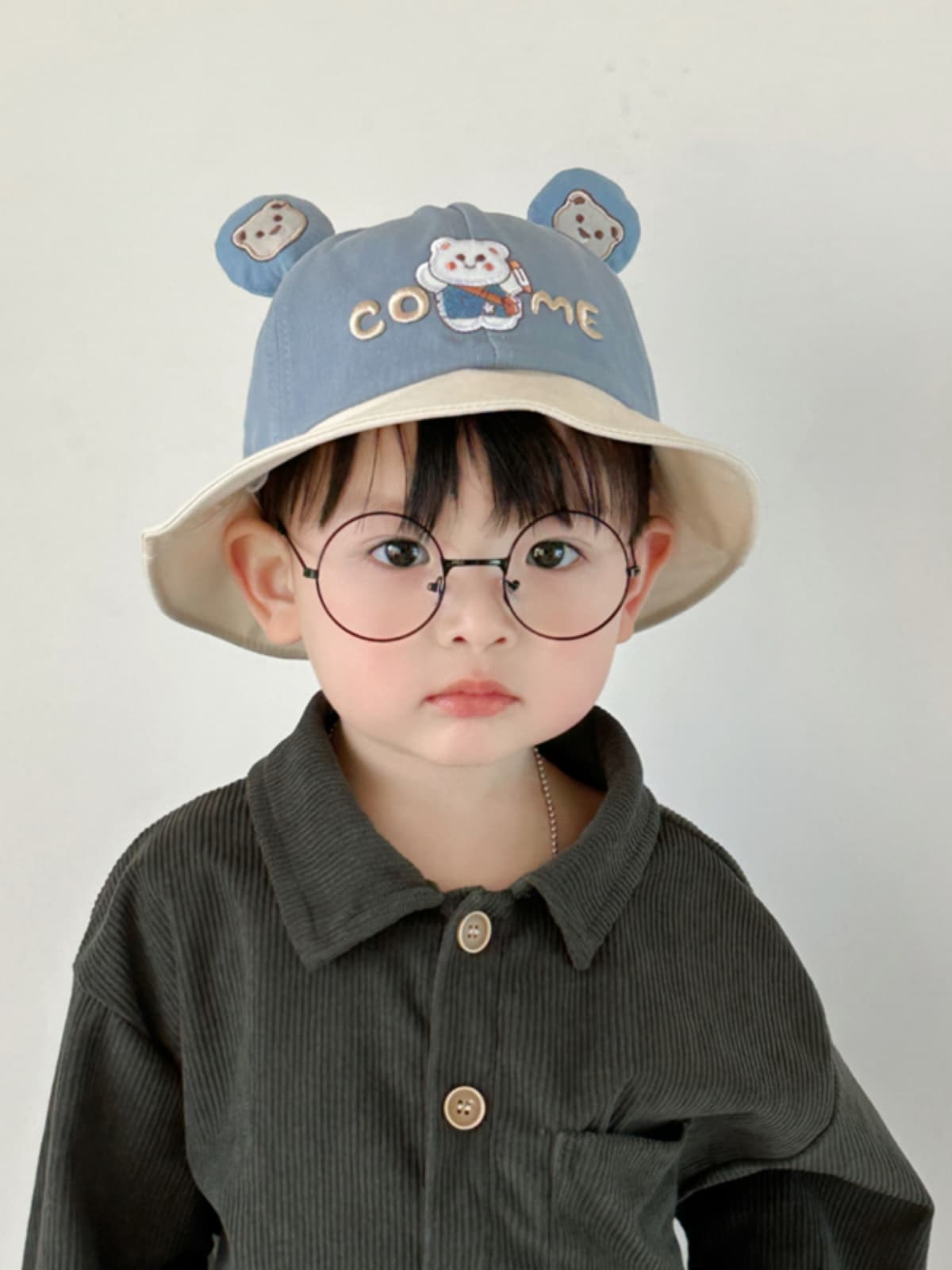 キッズ帽子 くまさん耳付きキッズバケットハット