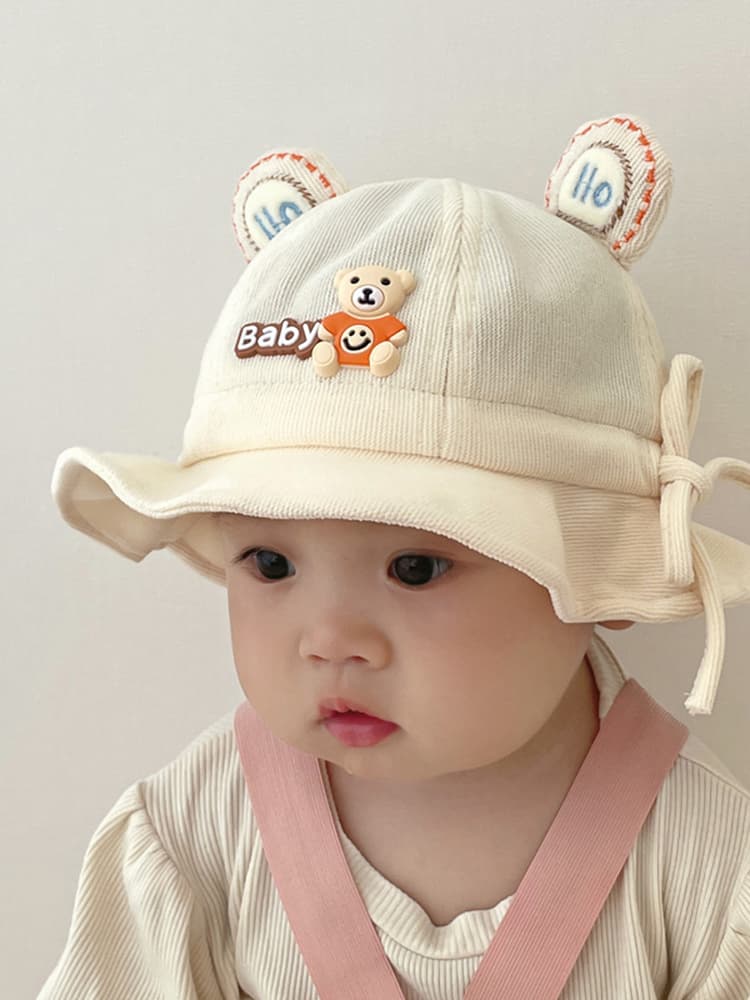 キッズ帽子 ふわふわ耳付きくまさんバケットハット