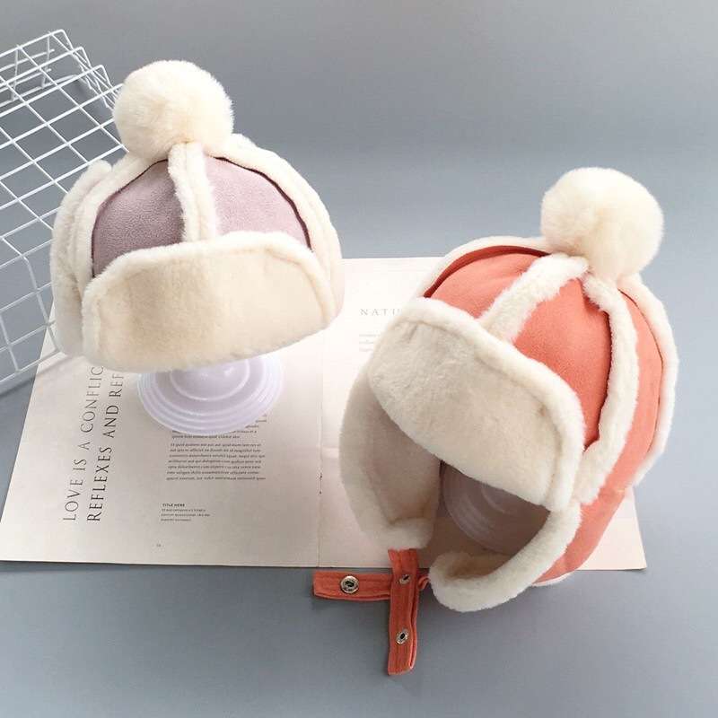 キッズ帽子 もこもこ耳あて付き子供用帽子