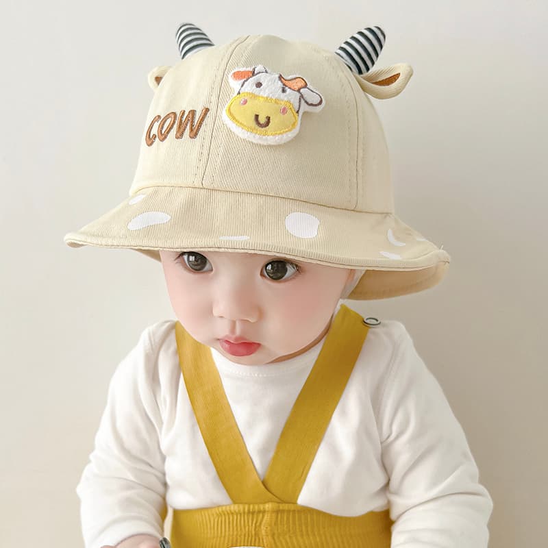 キッズ帽子 うし模様のかわいいベビー用バケットハット