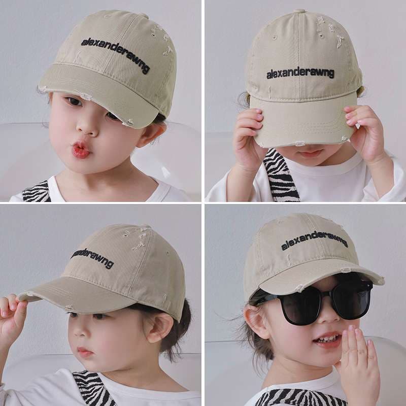 キッズ帽子  子供用ダメージ加工ロゴキャップ
