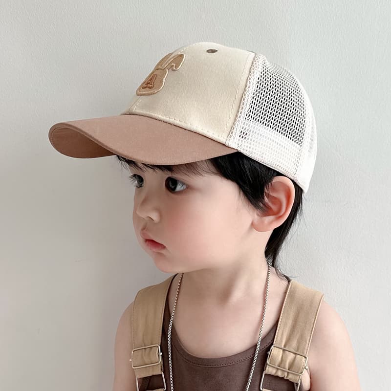 キッズ メッシュキャップ うさぎ刺繍入り｜軽量 × 通気性 × UVケア 帽子 2-10歳向け