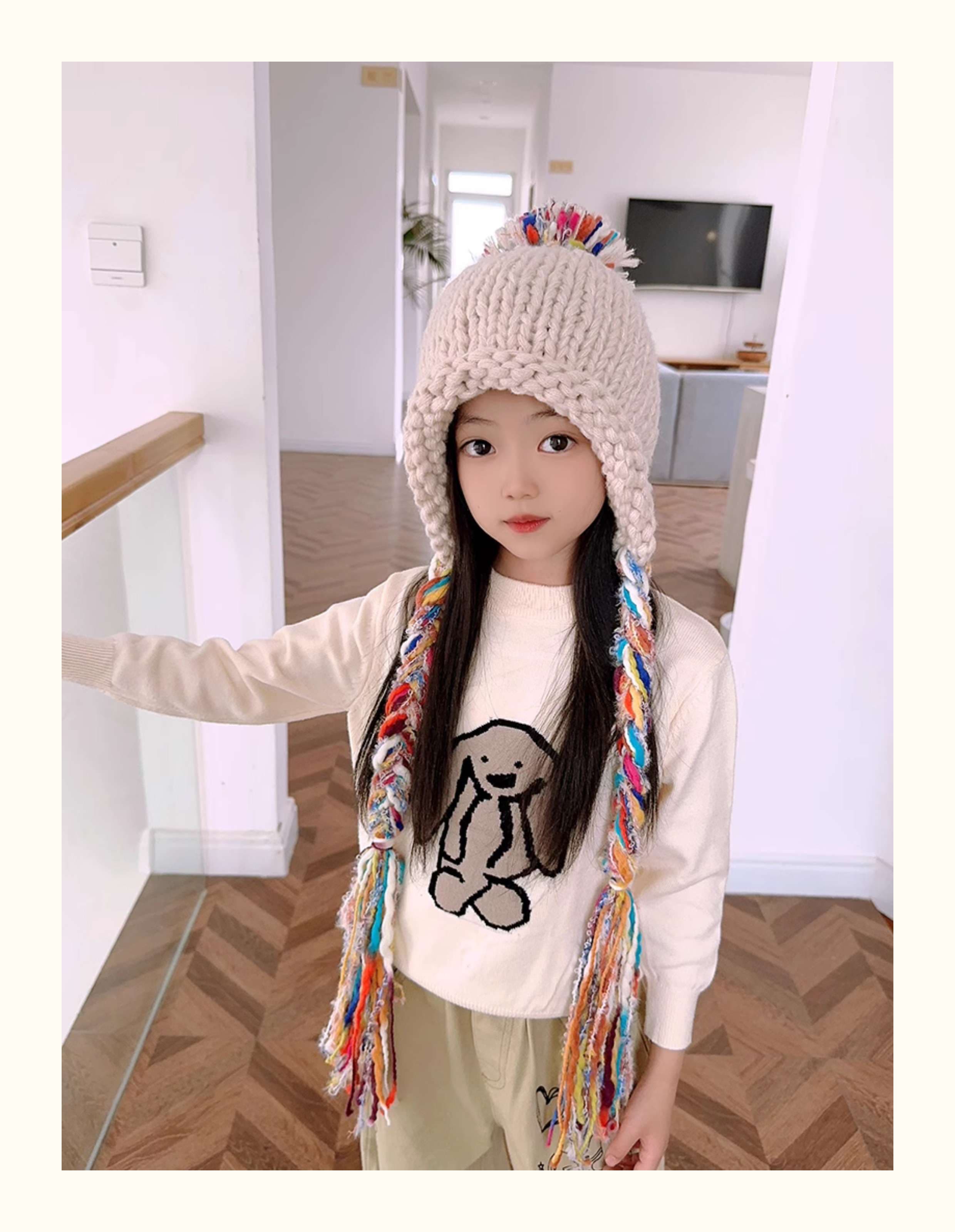 キッズ帽子 子供用 ポンポン付きニット帽