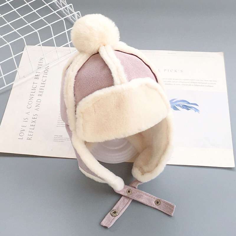キッズ帽子 もこもこ耳あて付き子供用帽子