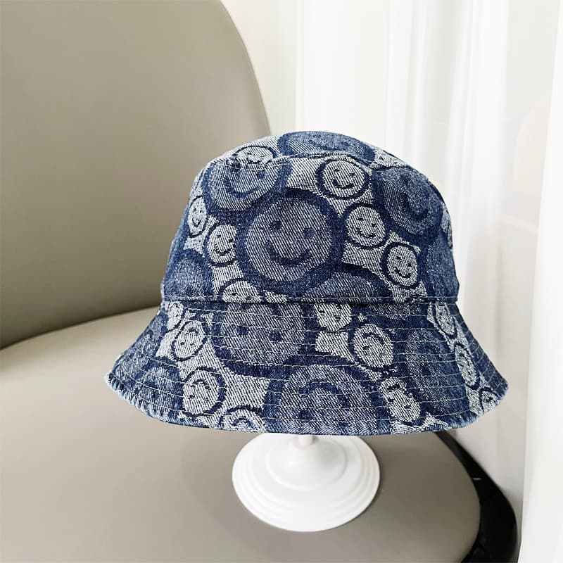 キッズ 帽子 にこにこ模様 バケットハット｜夏のお出かけ・通気仕様・日差し対策用