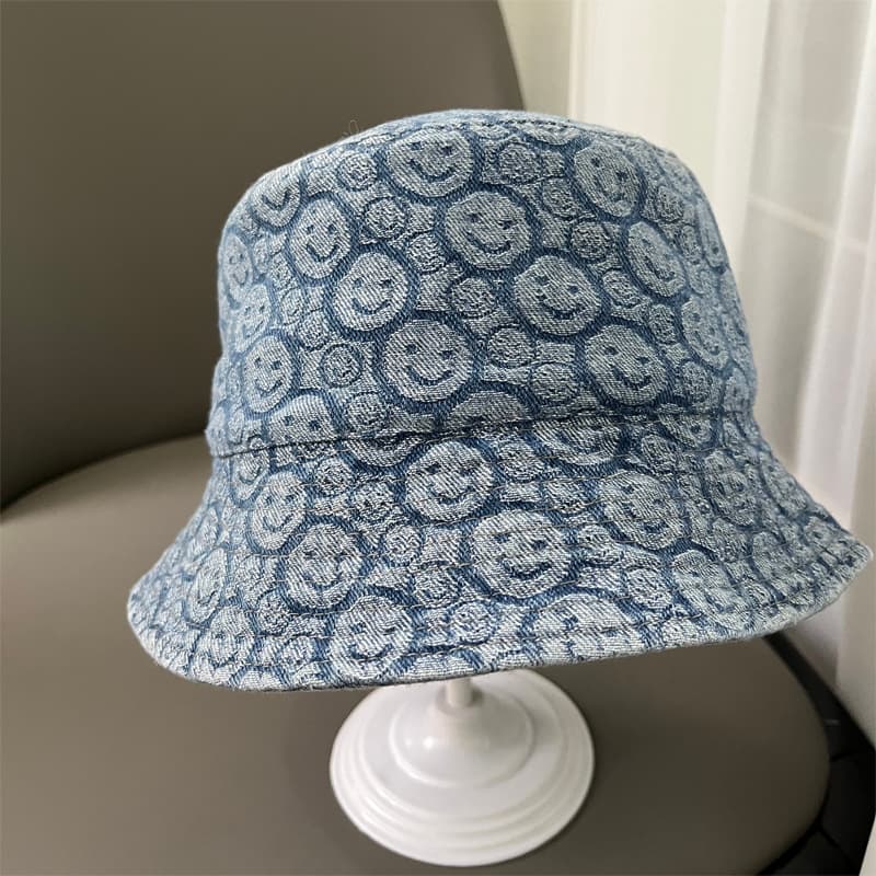 キッズ 帽子 にこにこ模様 バケットハット｜夏のお出かけ・通気仕様・日差し対策用