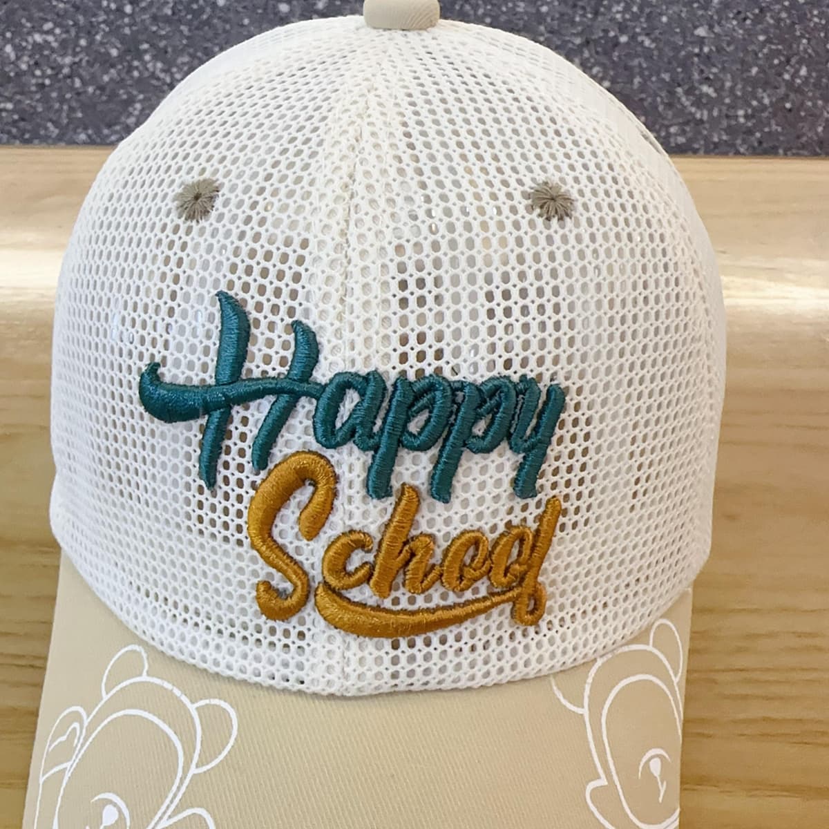 Happy school メッシュキャップ キッズ｜通気性 + 刺繍ロゴ入り 通学・外遊び用 （3-12歳）