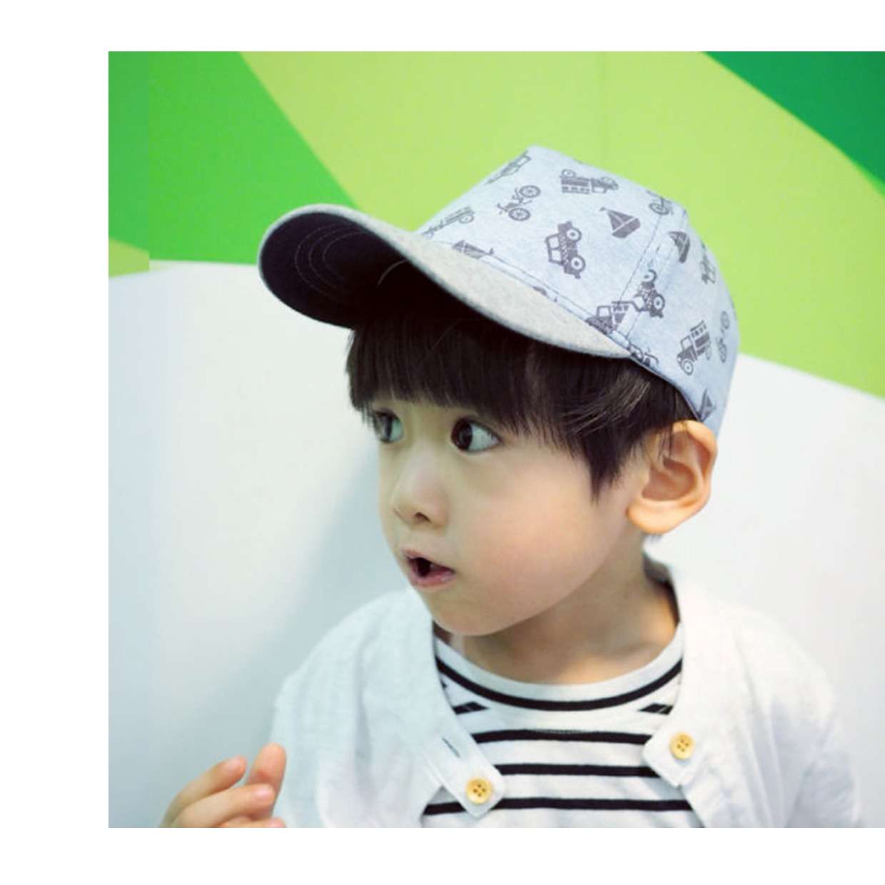 キッズ帽子 のりものいっぱい！遊び心たっぷりのキッズキャップ｜サイズ44〜54cmで成長に合わせ調整可