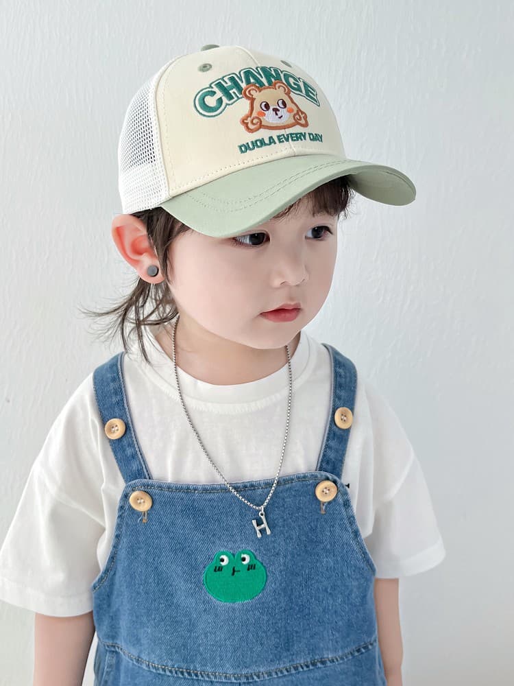 キッズ 帽子 メッシュ くまさん刺繍キャップ｜通気性◎ 夏用 日よけ キッズキャップ 