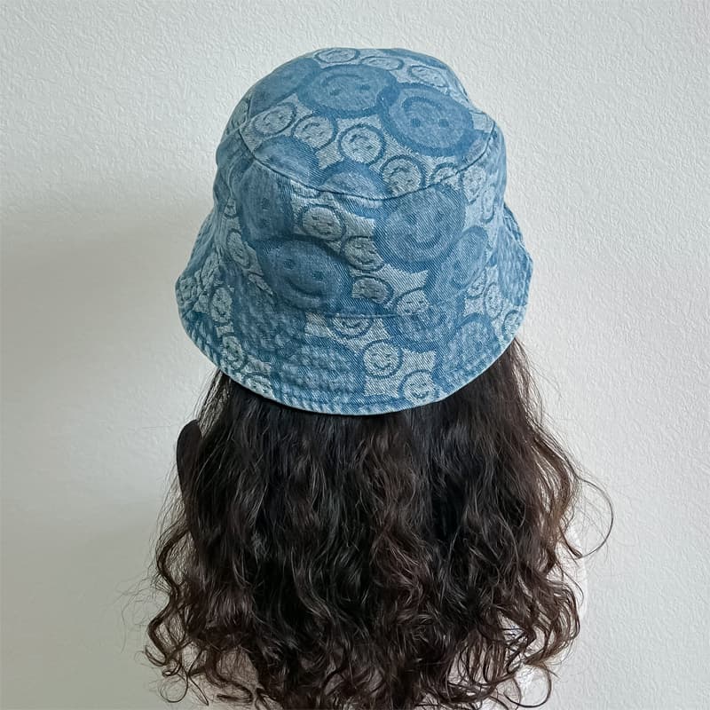 キッズ 帽子 にこにこ模様 バケットハット｜夏のお出かけ・通気仕様・日差し対策用