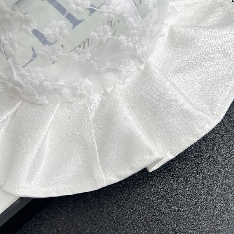 キッズ 帽子 お花レース＆フリルリボンバケットハット｜夏用 日よけ＆通気性 子ども用 帽子 