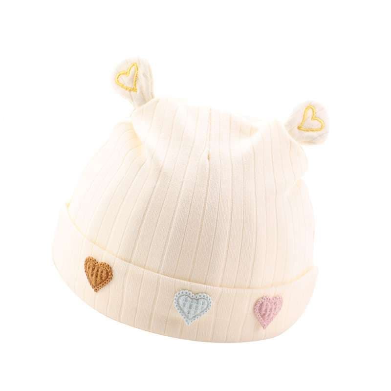 キッズ帽子 ハートモチーフ付きベビー帽子