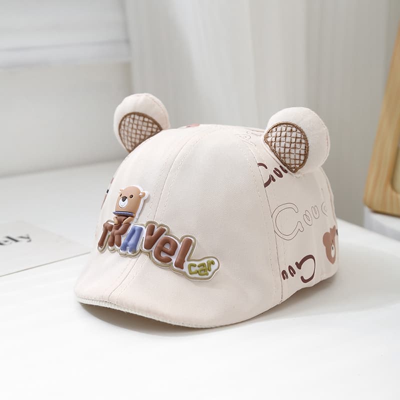 🐻 くまさん耳付き ベビーキャップ（ベビーキャスケット／45-50 cm）
