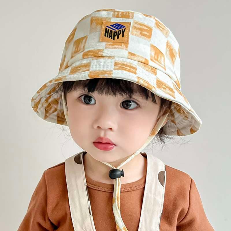 キッズ帽子 幼児用笑顔パッチ付きバケットハット