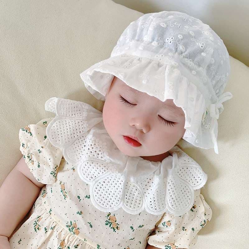  ベビー帽子 被った瞬間天使に♡ レース編みフリルのベビーボンネット｜お宮参り・お出かけ用にも 新生児〜ベビーサイズ3,200円（税込）