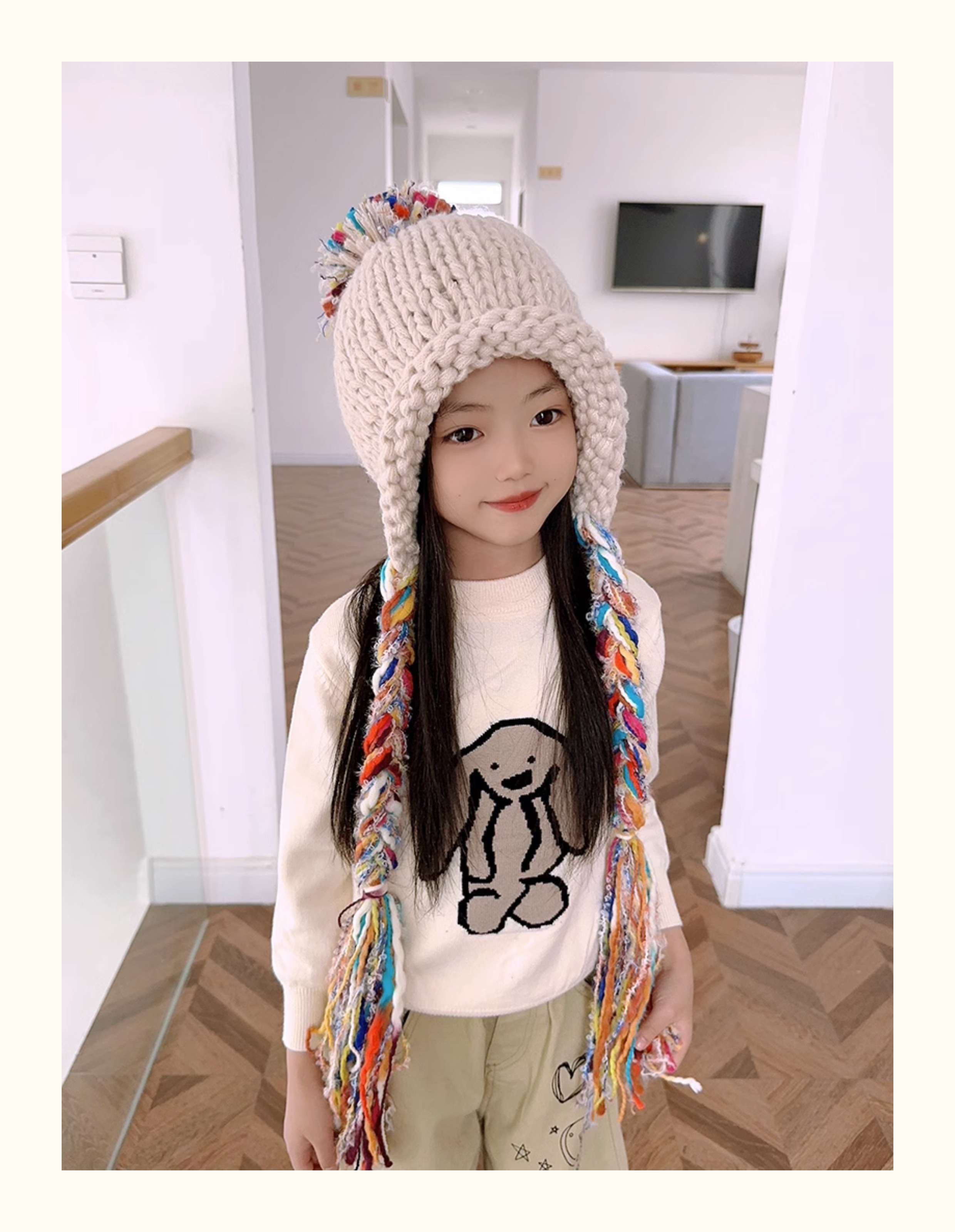 キッズ帽子 子供用 ポンポン付きニット帽
