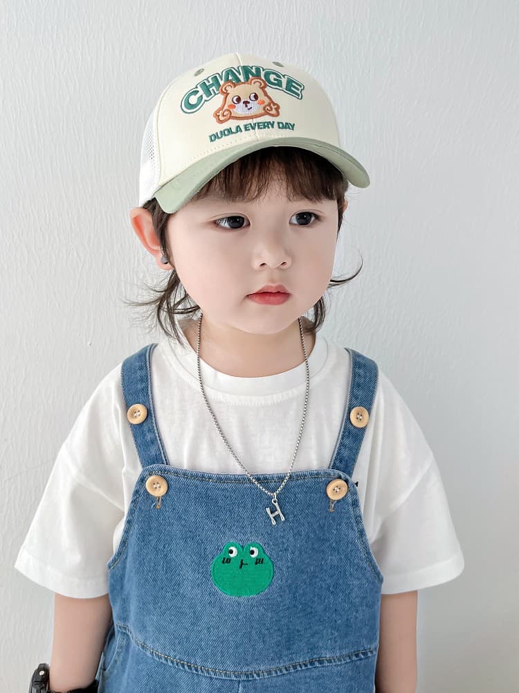 キッズ 帽子 メッシュ くまさん刺繍キャップ｜通気性◎ 夏用 日よけ キッズキャップ 