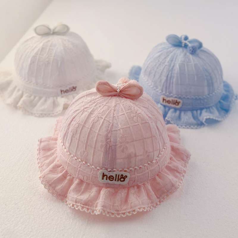 キッズ帽子 ふんわりリボン付きベビー帽子
